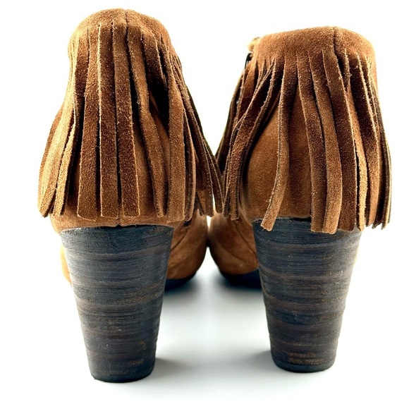 Born Women’s Brown Suede Thora Moccosin Fringed Zip Booties, Size 7 - Picture 7 of 11